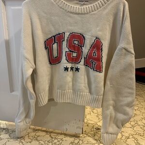 Grayson Threads White USA Cropped Sweater